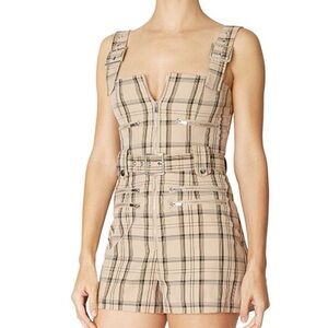 Plaid Belted Romper